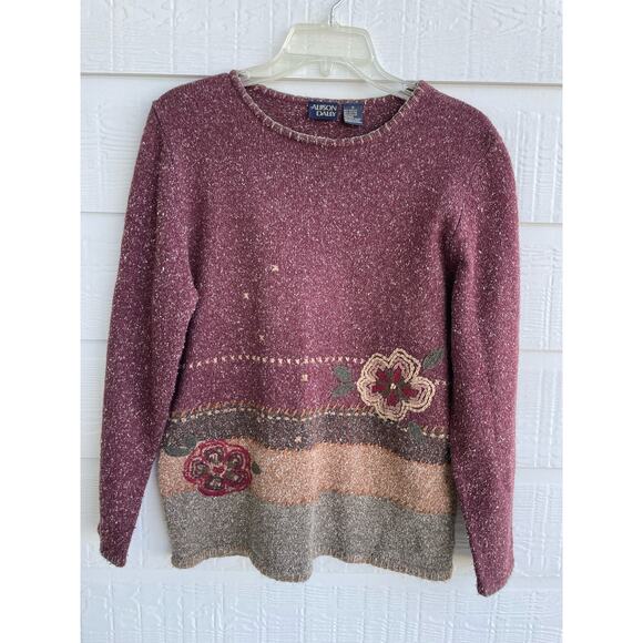 Allison Daley Floral Sweater Small knit - Picture 1 of 6